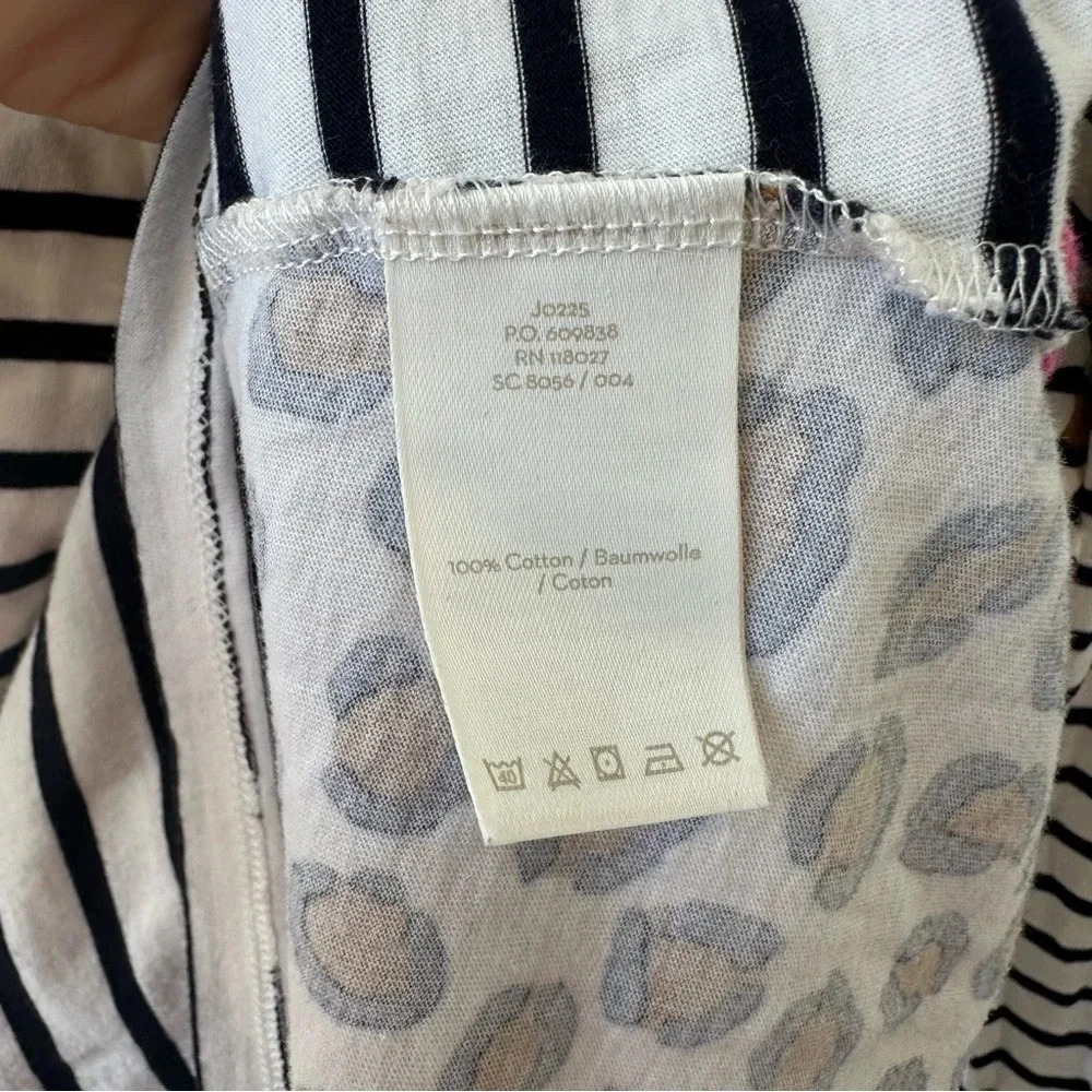Boden Breton Stripe Leopard Print Pocket Long Sleeve Tee Size 2 - Picture 9 of 10